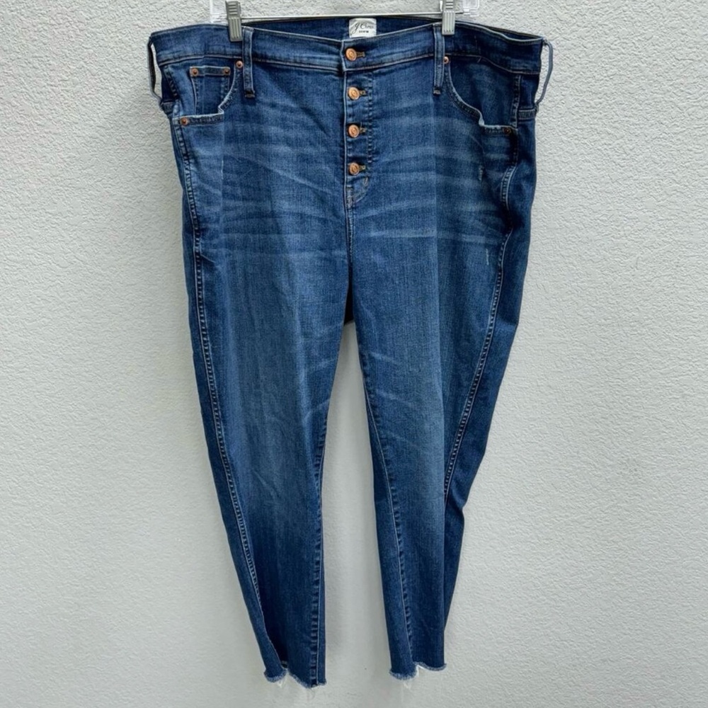 J Crew Jeans Women's Plus Size 36 Vintage Straight In Cape Blue Button Fly